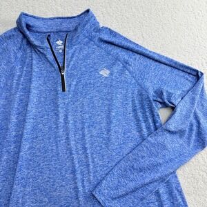 Rabbit Running Mens Blue Heather EZ Zip Long Sleeve Performance Shirt XL